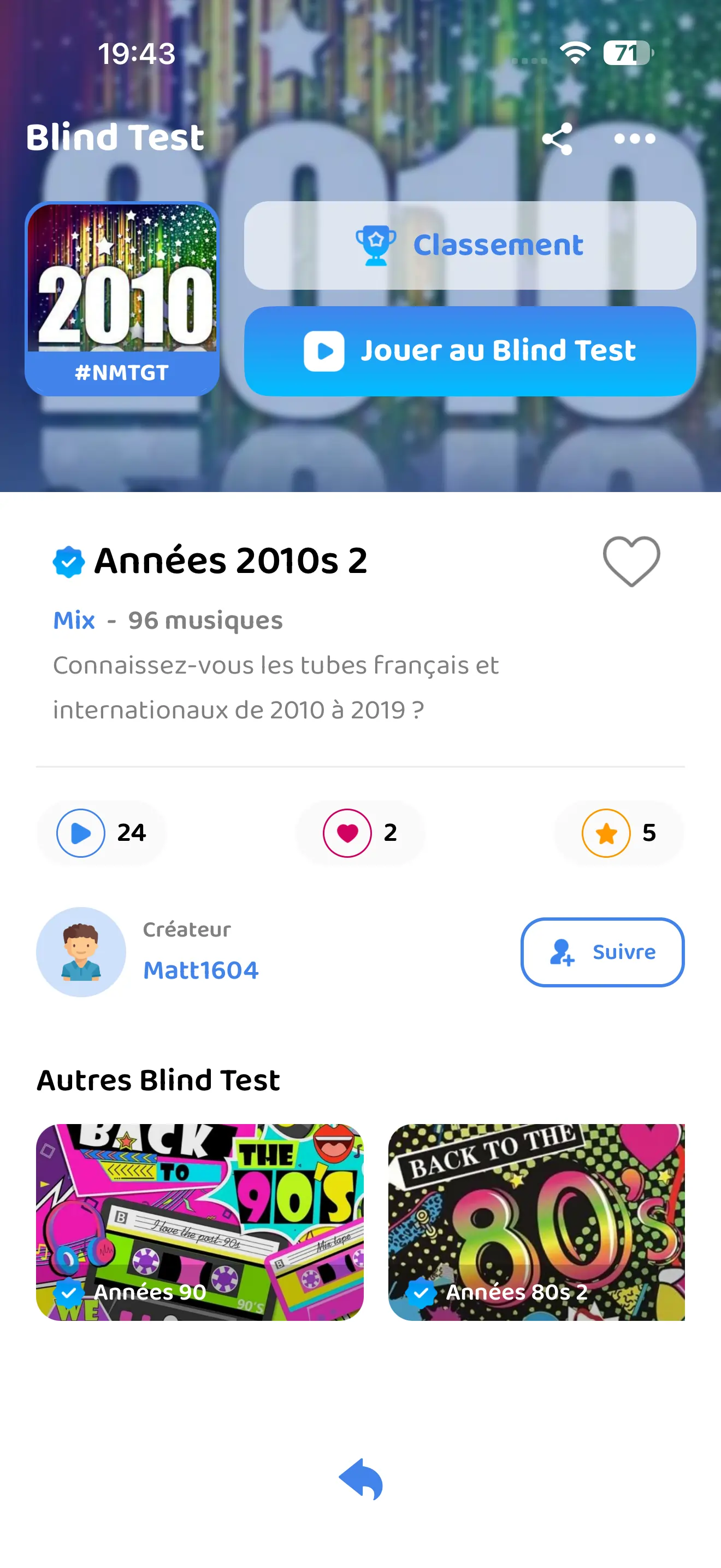 Blind Test Années 2010s avec 96 musiques