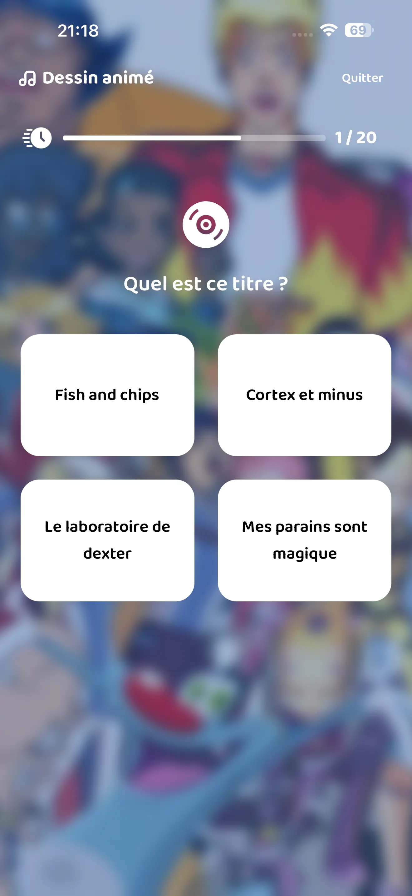 Blind Test en cours de lecture sur les musiques de dessins animés