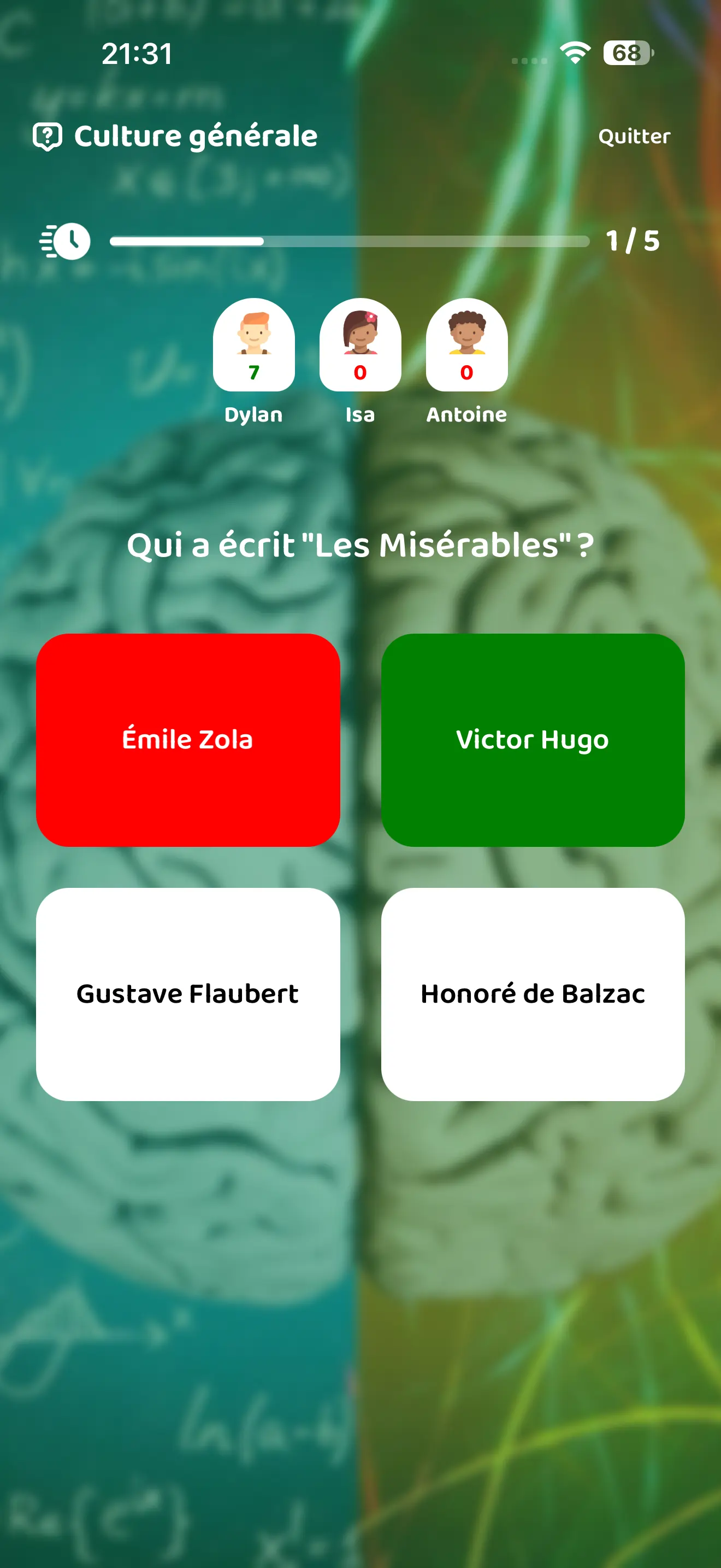 Partie de quiz multijoueur