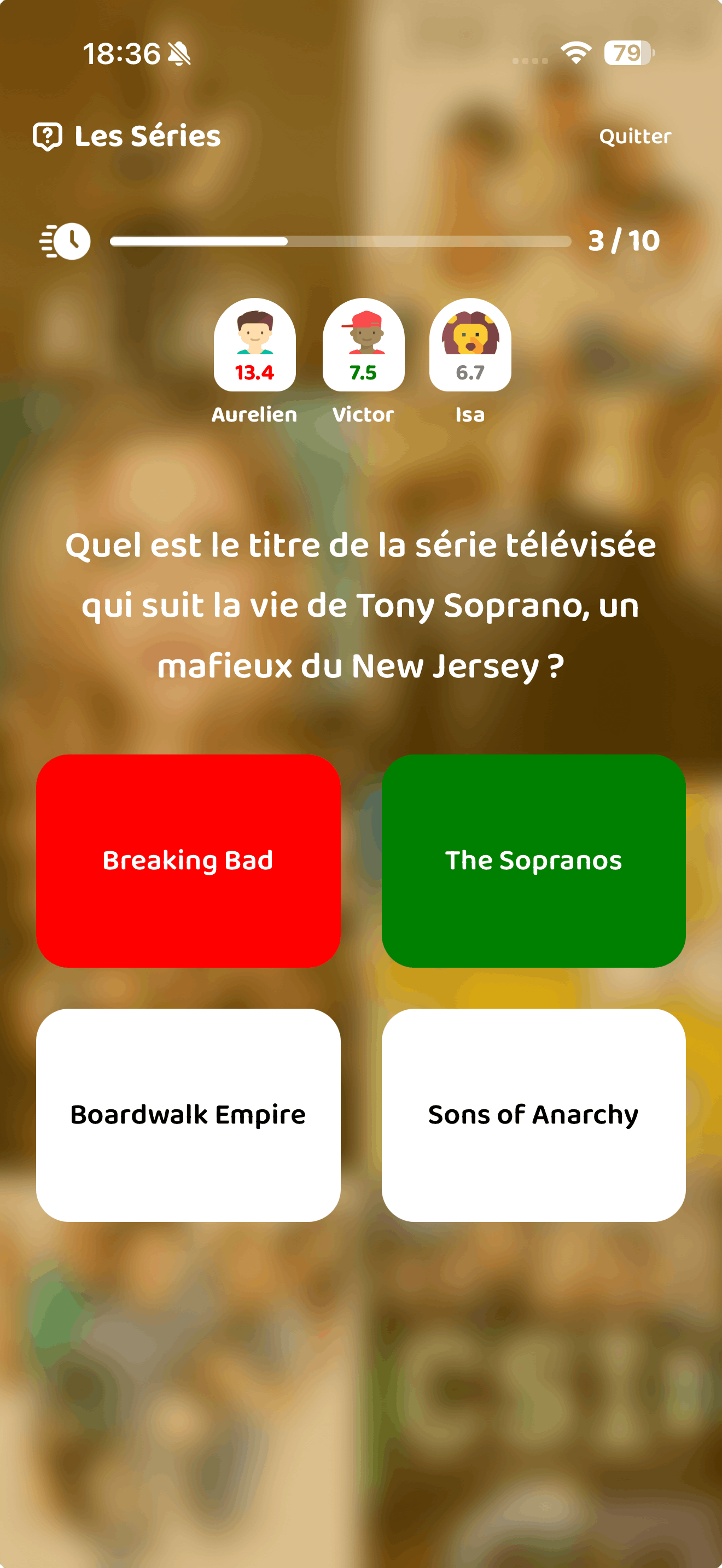 Partie de quiz multijoueur