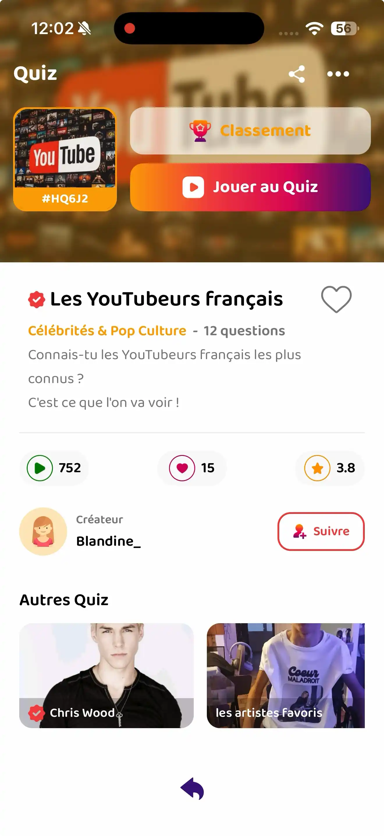 Quiz joué avec des amis